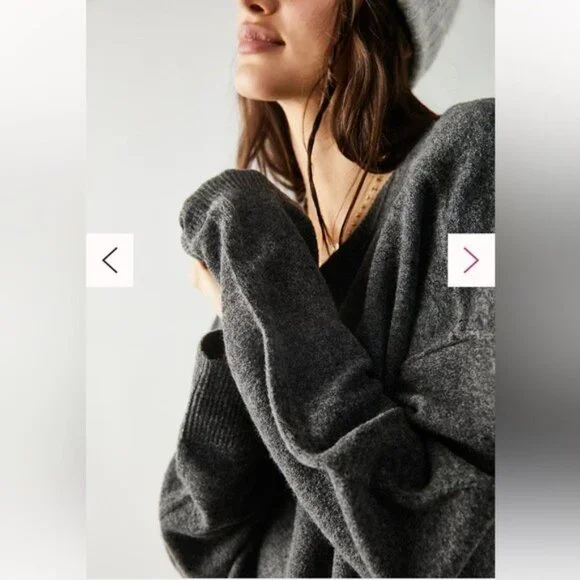 Free People Luna Sweater-Charcoal Grey xs - Picture 10 of 11
